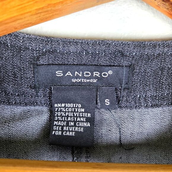 Sandro Sportswear Women's Denim Short Blazer Cotton Blend Blue Jacket Size Small - Picture 8 of 11